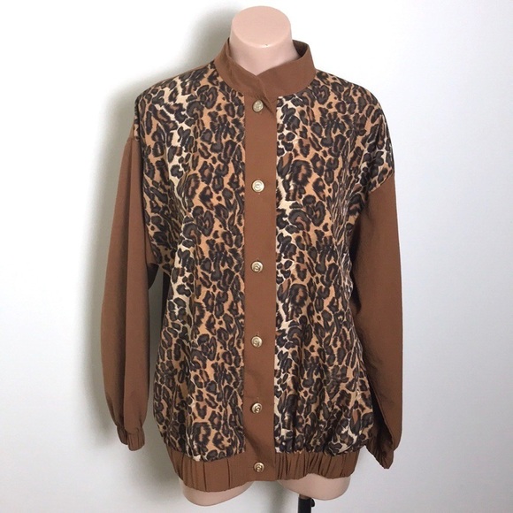 Sport Savvy Leopard Animal Print Brown Western Top - Picture 1 of 6